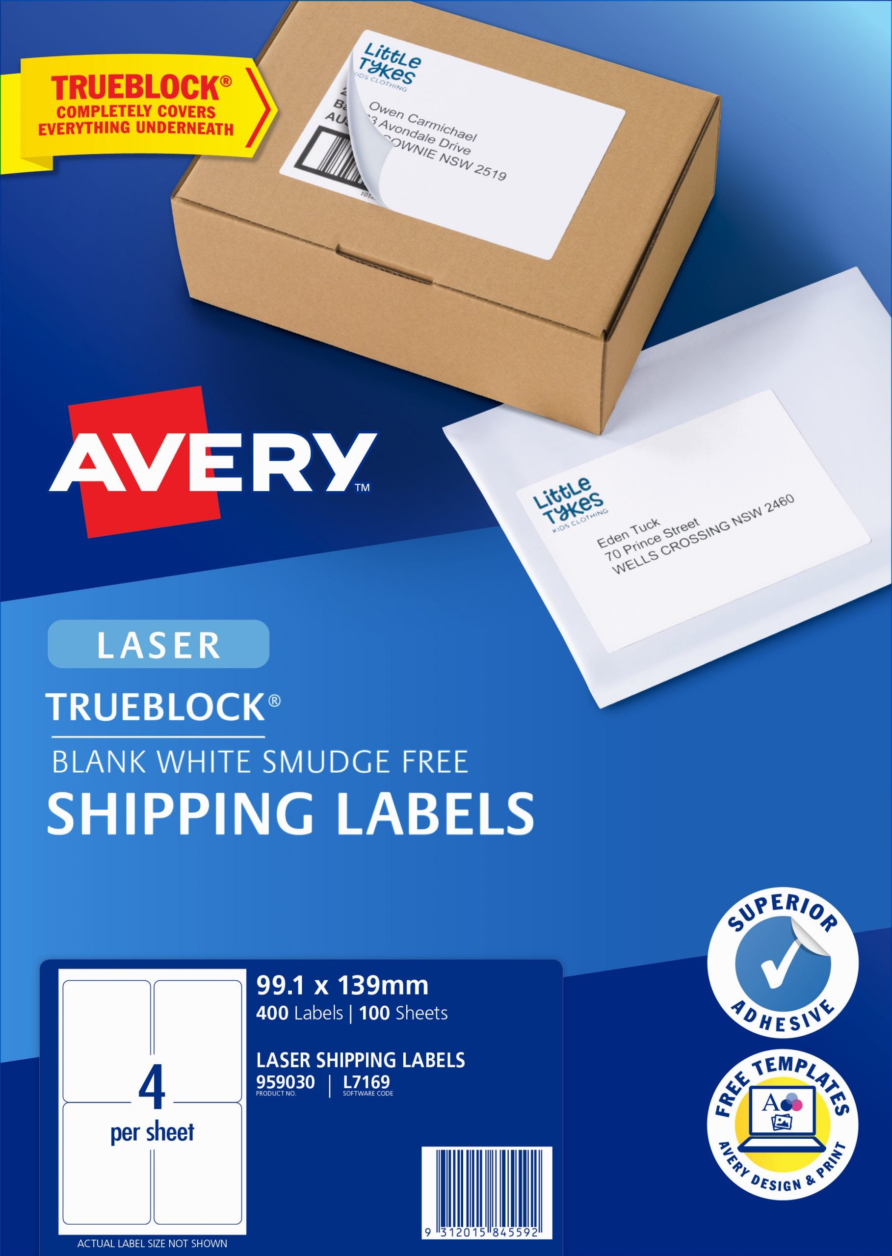 Avery Laser Label 4-Sht A4 L7169-100