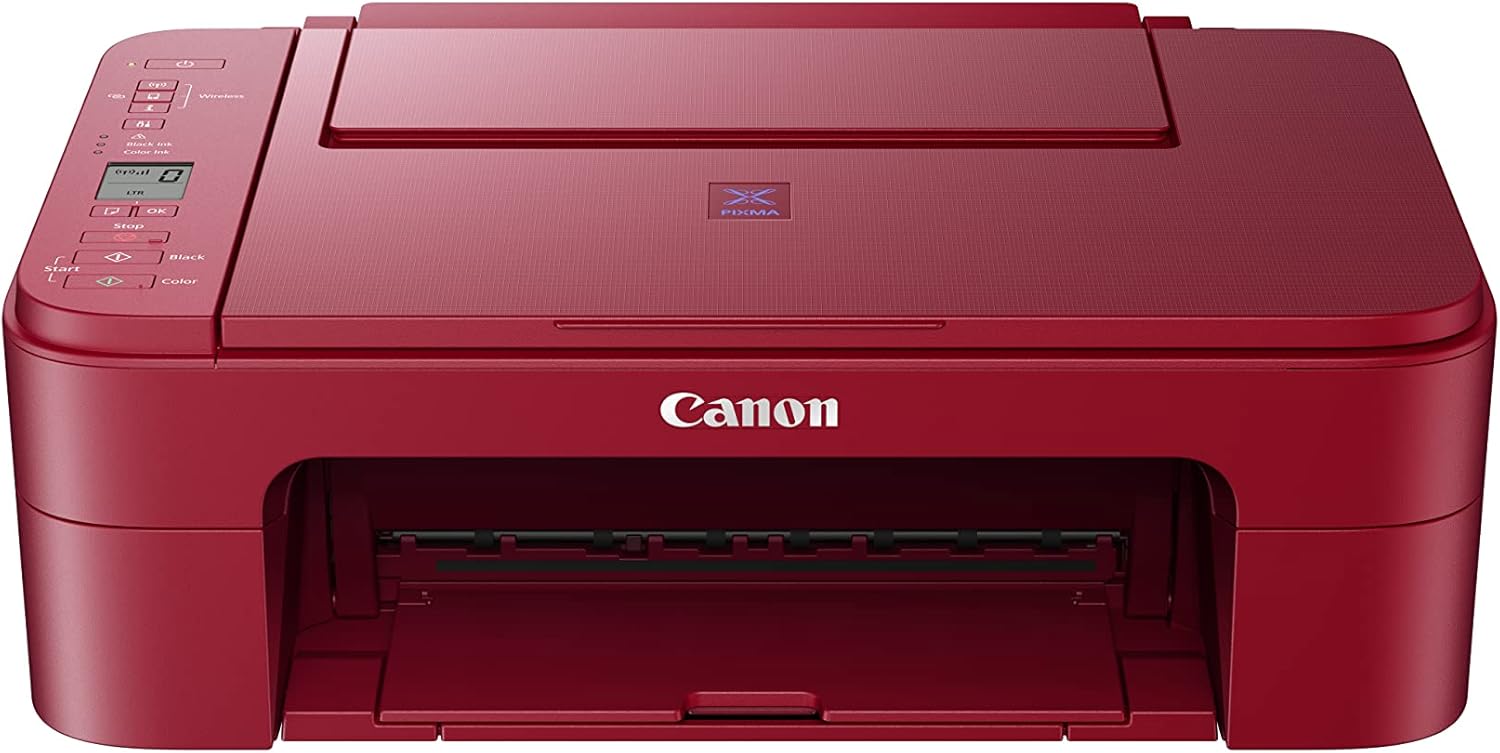 Canon PIXMA E3370 - A4 All-in-One Inkjet Color Printer. Print, Scan and Copy. Wi-Fi & Wi-Fi Direct, Apple Airprint™ and Mopria™ Print Service. Red color