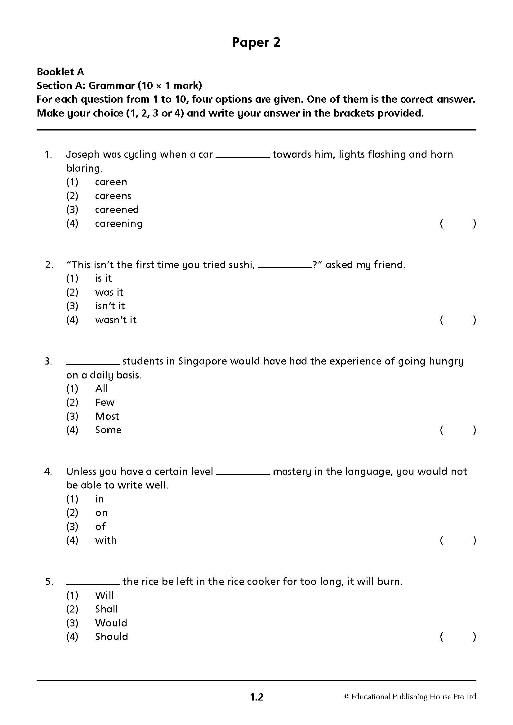 Primary 6 English Mid-Year Review Papers
