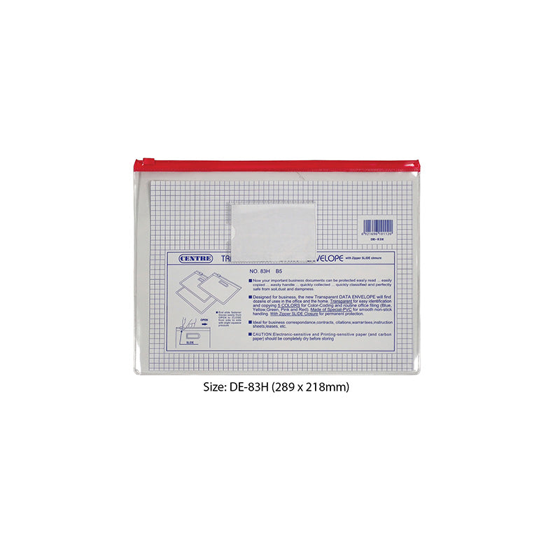 Centre Pvc Zip Bag  B5