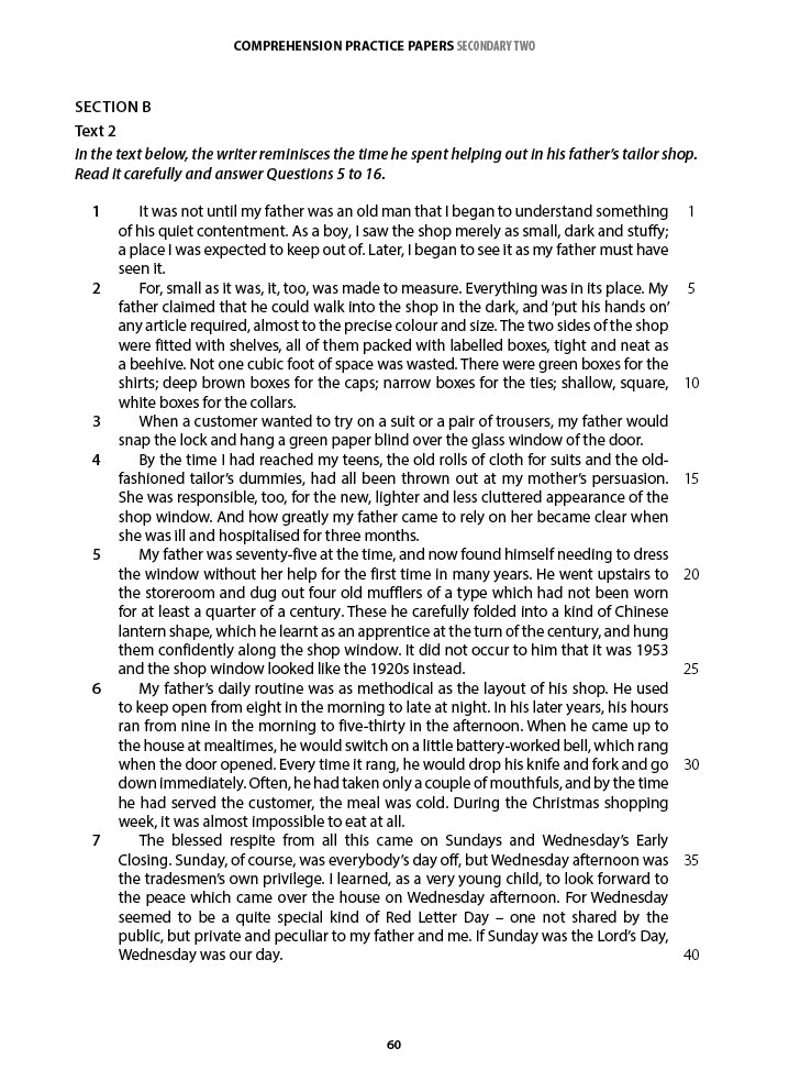 Secondary 2 English Comprehension Practice Papers
