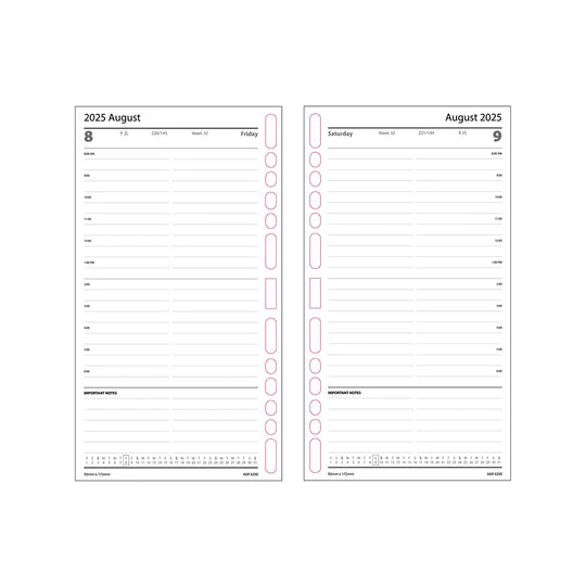 R'fillae 4200 A5/A6 Daily Planner Refill (One Day per Page) (2025)