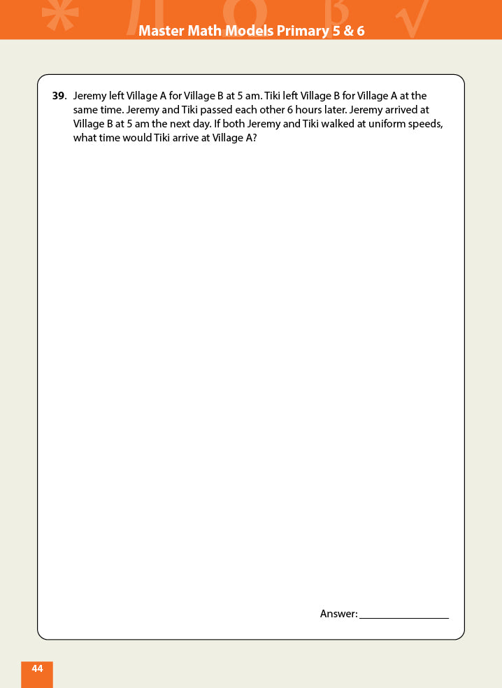 Master Math Models Primary 5 & 6 Book 3 Rate and Speed