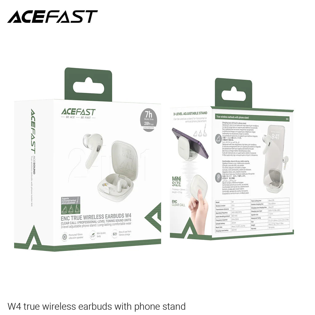 Acefast W4 True Wireless Earbuds With Phone Stand – White