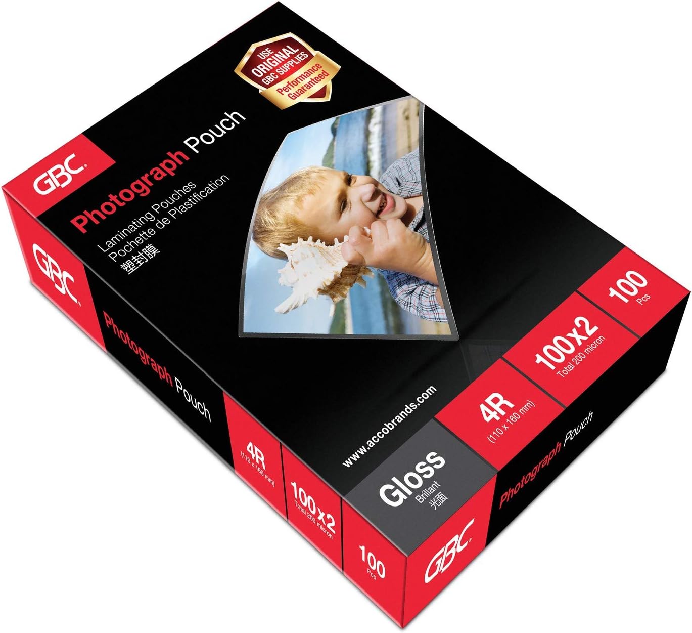 GBC Laminating Pouches 110 × 160mm, 100 Micron, 100 Sheets (4R)