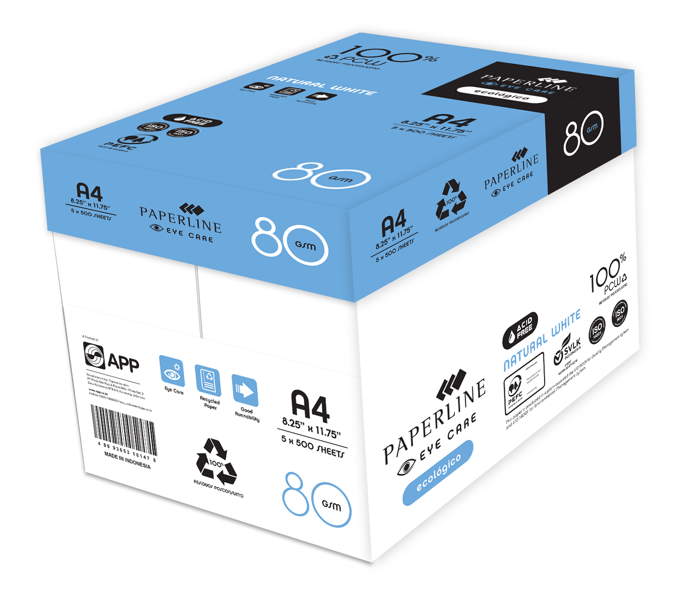 Paperline Eyecare Rcl Paper 80g A4 500's (1 carton)