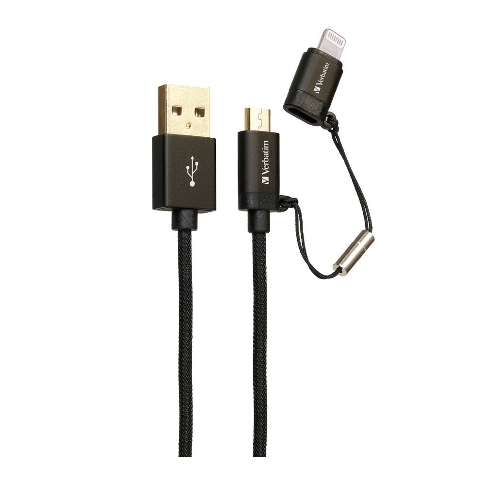 Verbatim Sync & Charge 2 in 1 Micro USB E Lightning Cavo (1.2m) 65362 - Nero