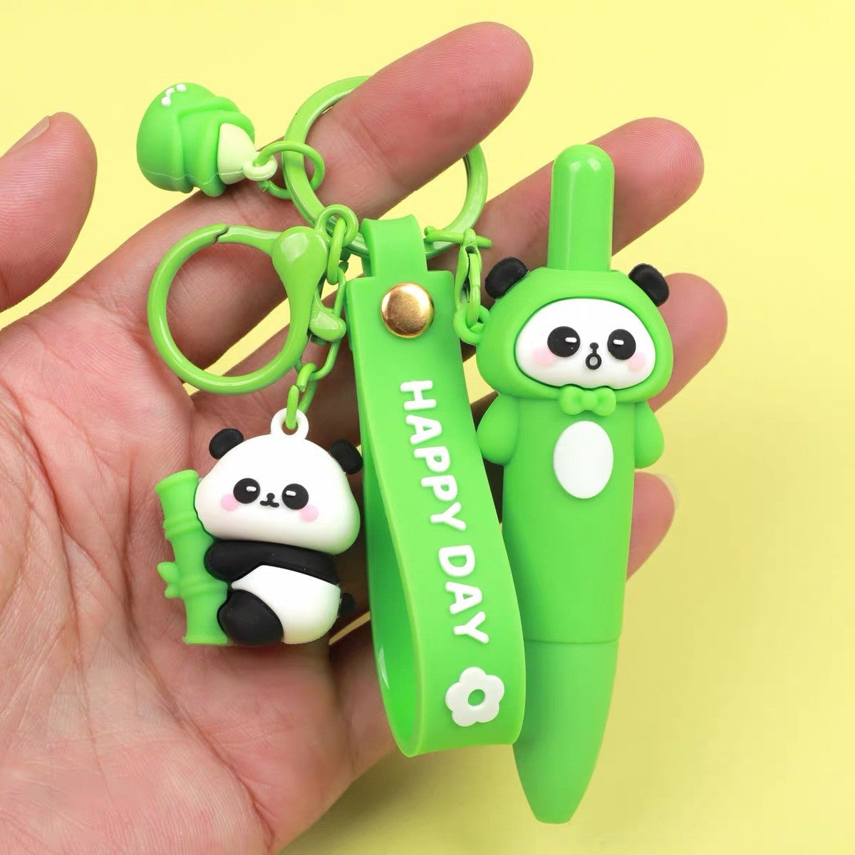 0.5mm Black Ink Panda Gel Pen With Keychain