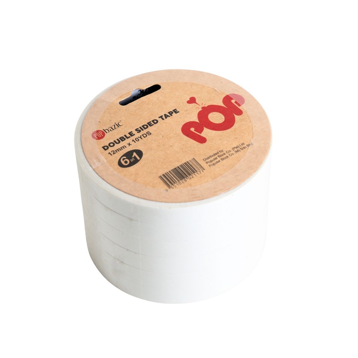 Pop Bazic Double-Sided Tape 12mm x 10 Yards (Pack of 6)