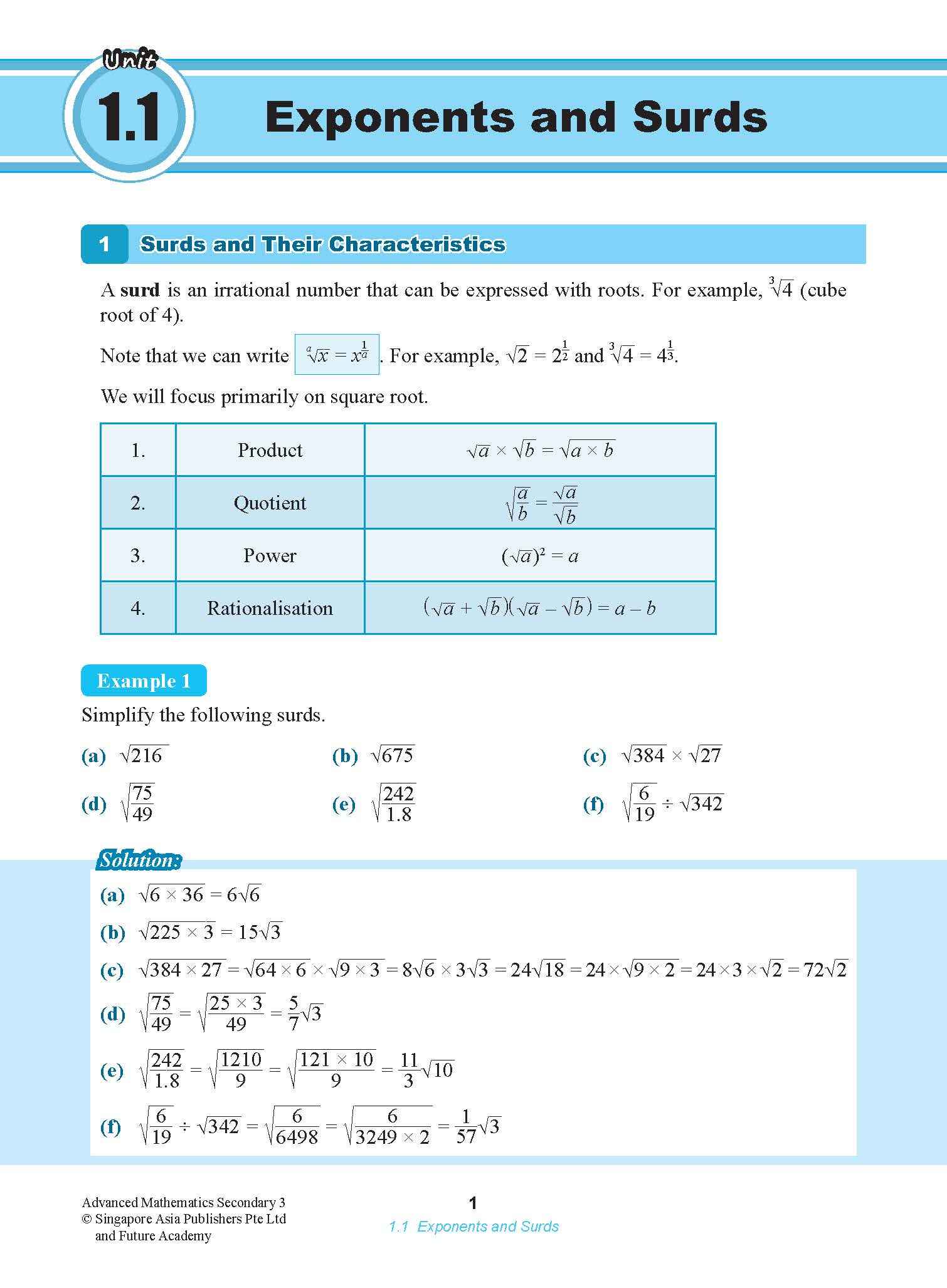 Advanced Mathematics For G3 and IP Students Secondary 3