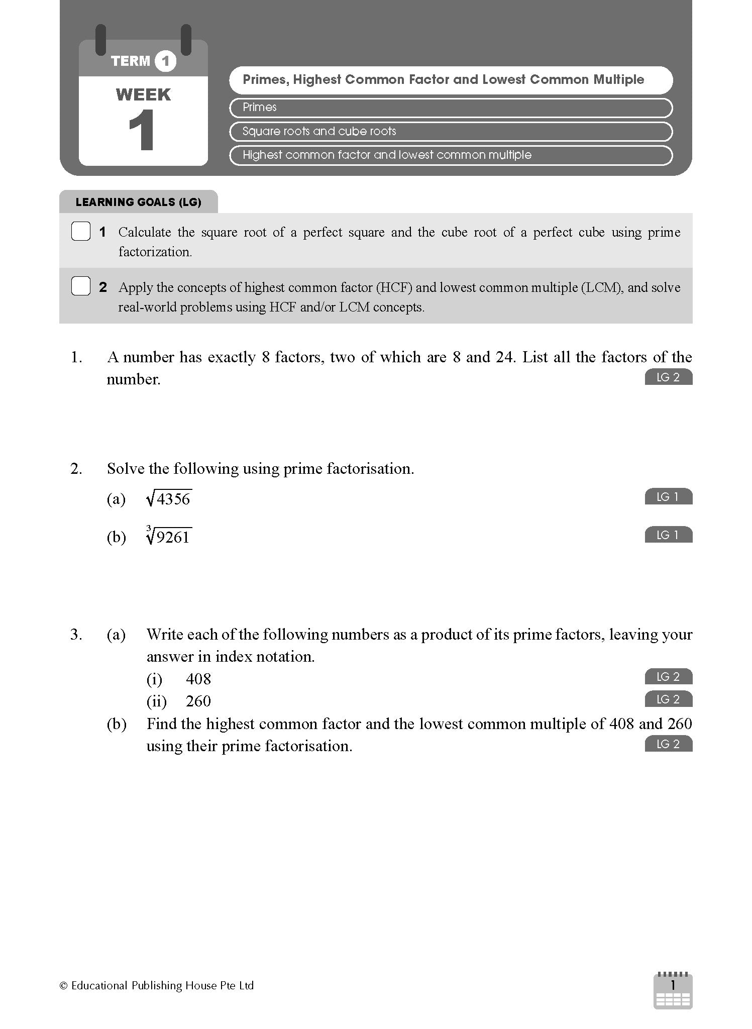 S1/G3 Maths Weekly Revision 