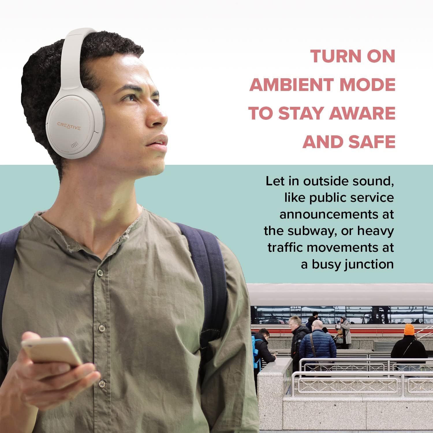 Creative ZEN Hybrid Wireless Over-ear Headphones with ANC - White