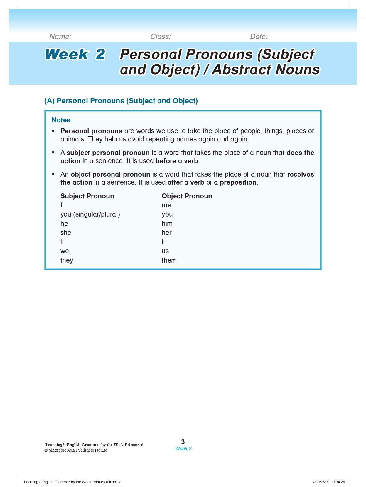 Learning+ English Grammar by the WEEK Workbook 6