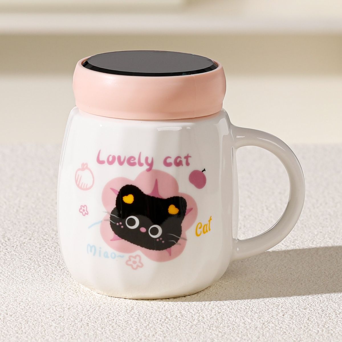  CERAMIC MUG CAT W LID SP24372