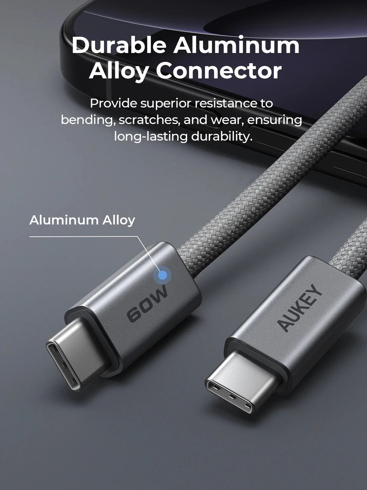 AUKEY CB-DCC061 Circlet Blink 1m 60W DTY Braided USB-C to C Cable