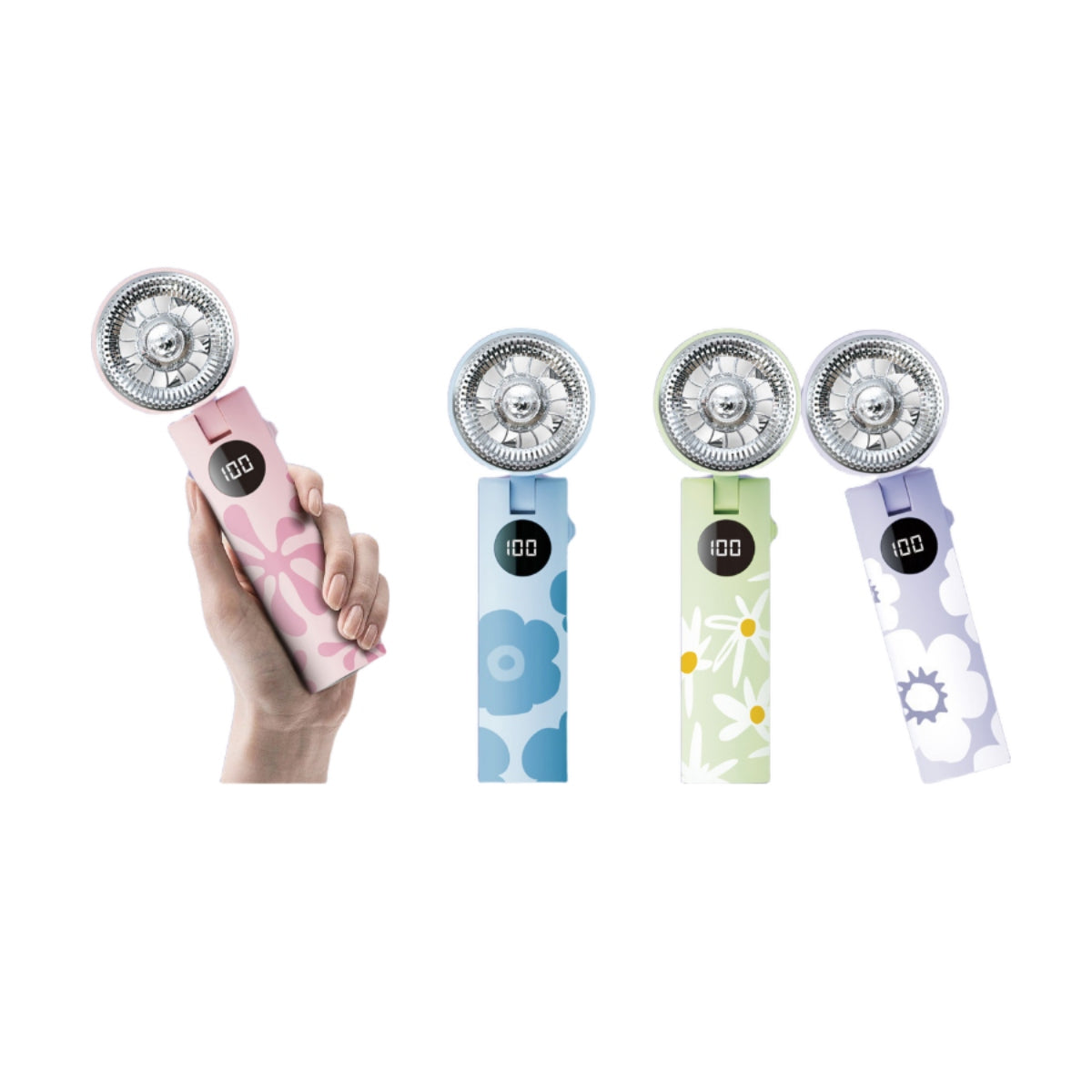 Flower Print Highspped Usb Rechargeable Handy Fan