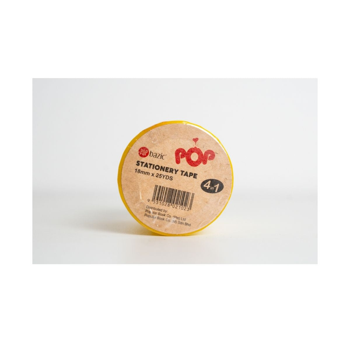 Pop Bazic Stationery Tape 18mm x 25 Yards (Pack of 4)