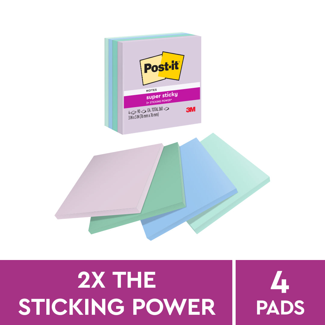 Post-it® 654-4ssblu Blue Hour Notes, 3x3", 90sheets, 4pads/pack