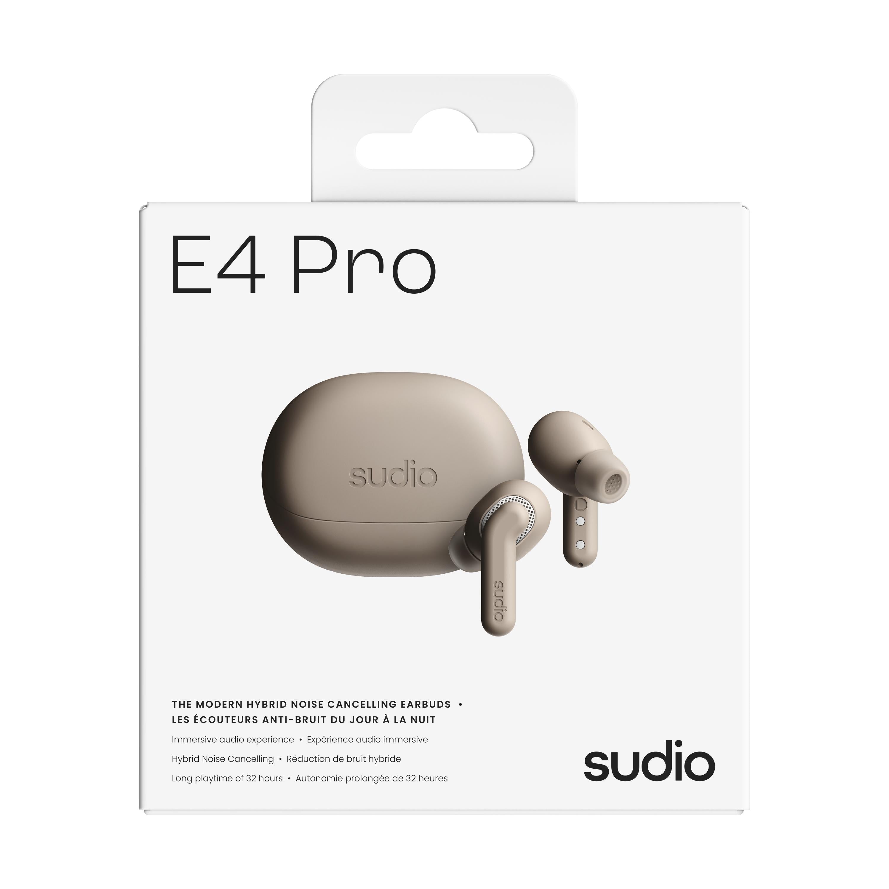 Sudio E4 Pro Wireless Earbuds with Hybrid Active Noise Cancellation - Latte