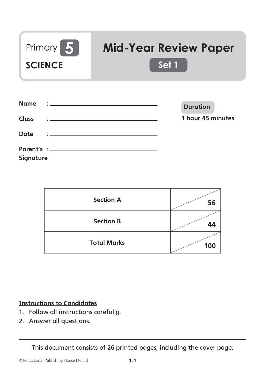 Primary 5 Science Mid-Year Review Papers