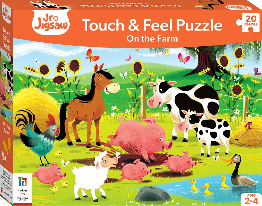 HINKLER JR JIGSAW TOUCH AND FEEL 20 PIECES PUZZLE ON THE FARM