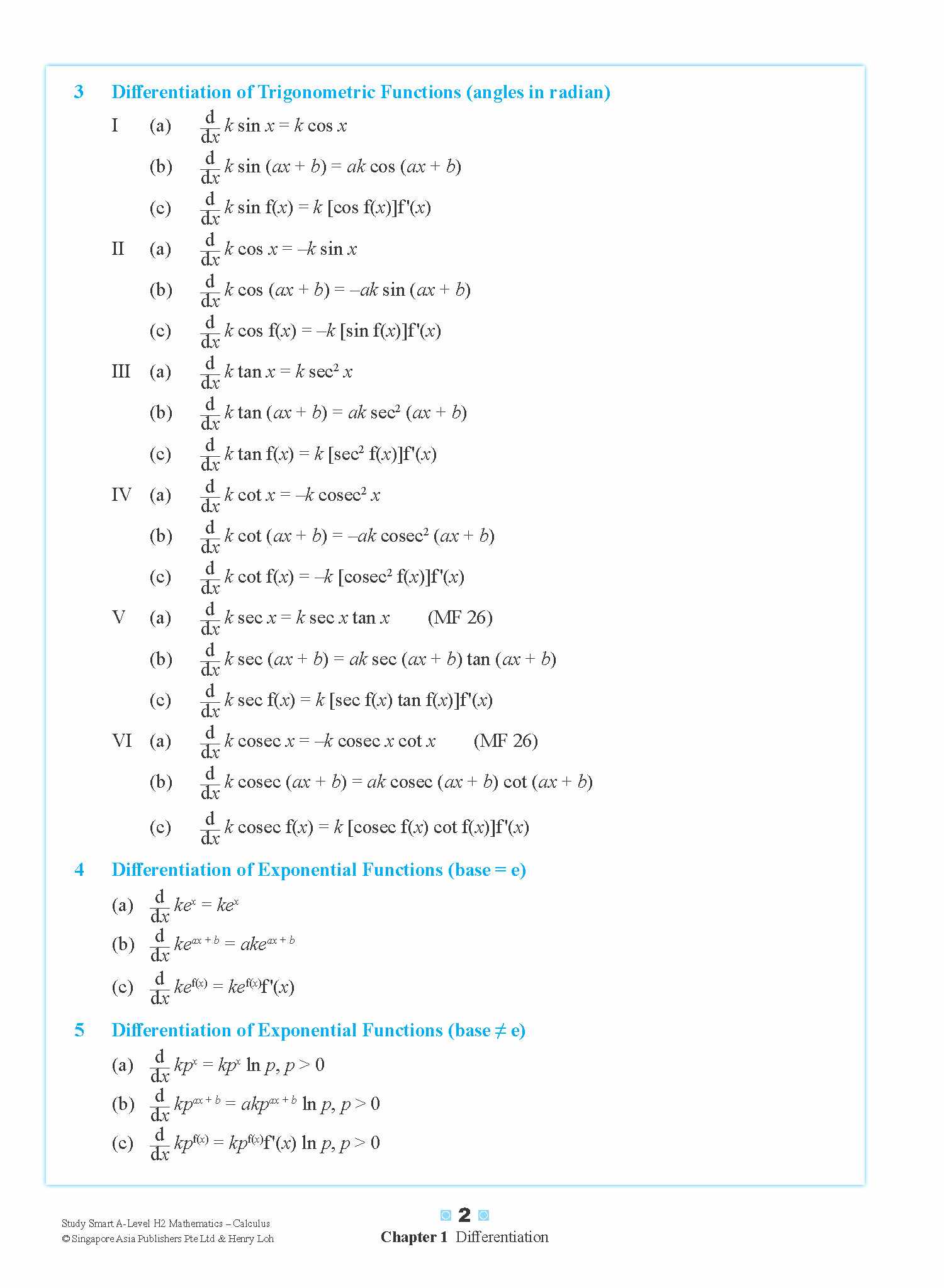 A-Level STUDY SMART H2 Mathematics Calculus