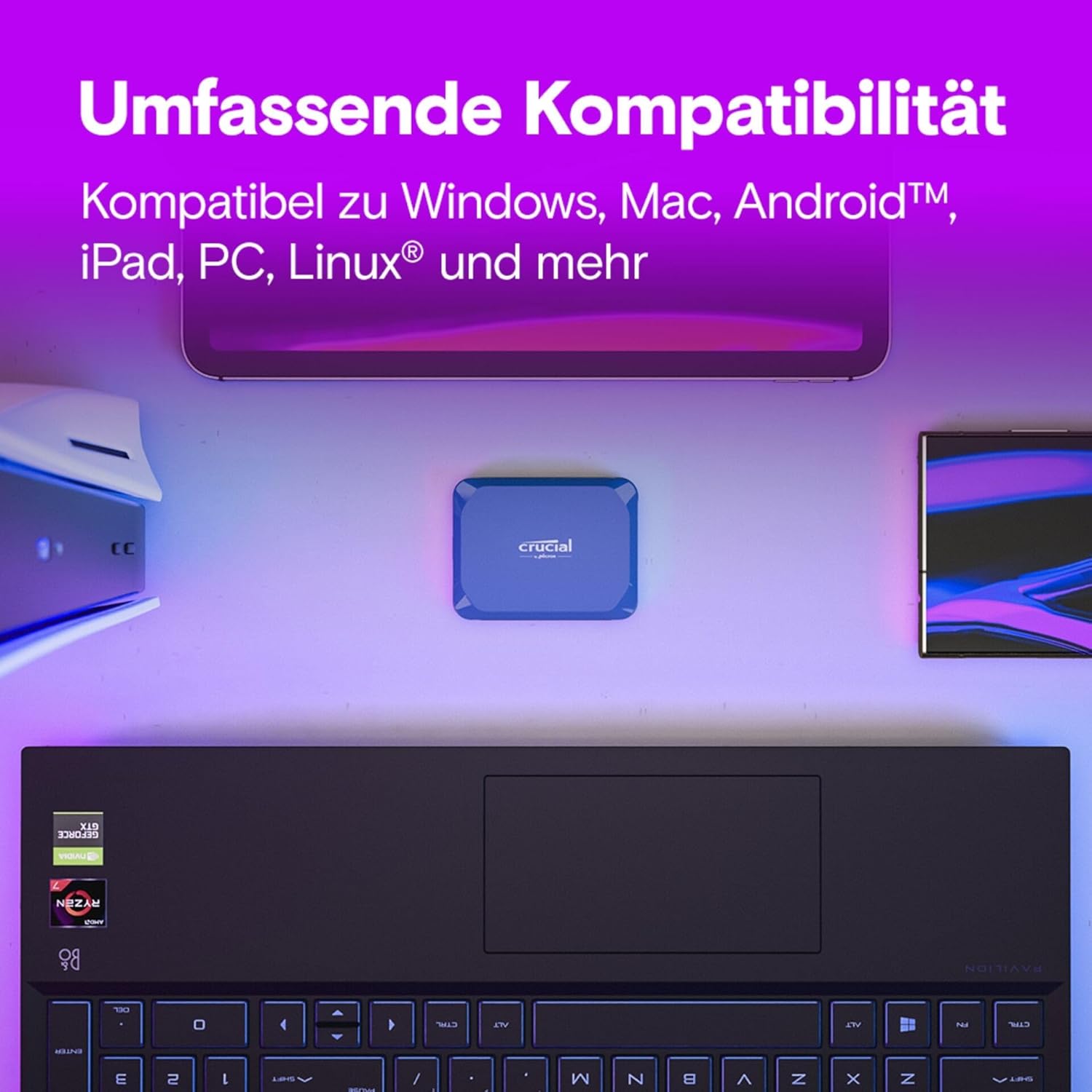 Crucial X10 1TB Portable SSD - Blue