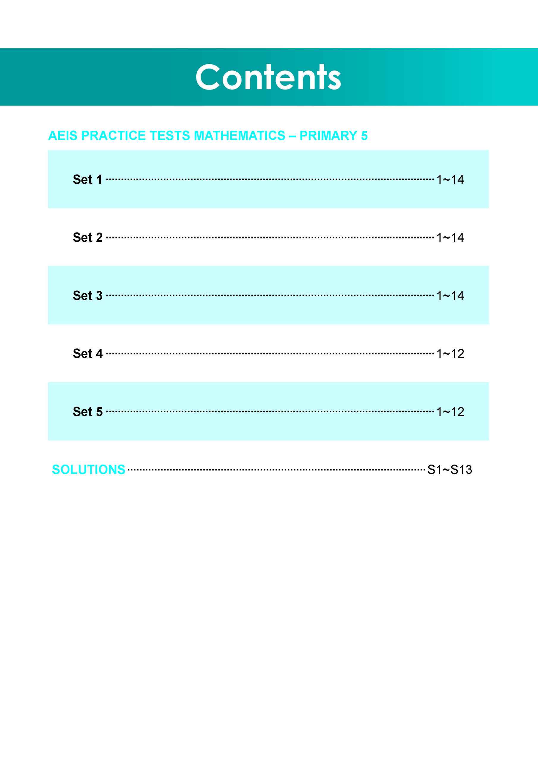 AEIS Practice Tests MATHEMATICS – Primary 5 (10 to 12+ Years)