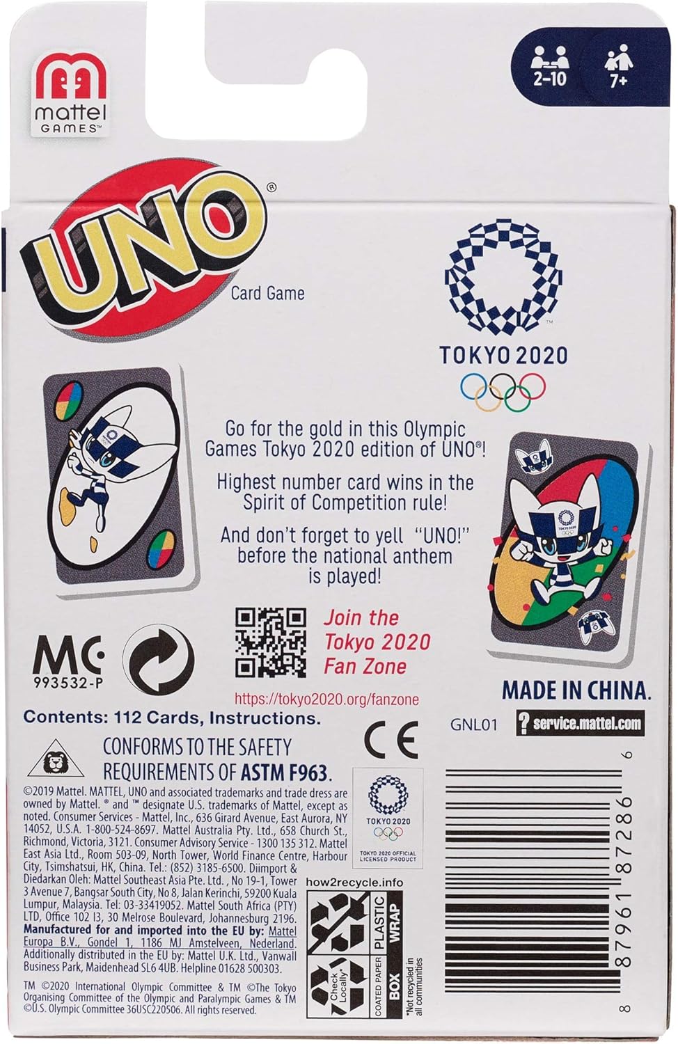 MATTEL UNO OLYMPICS 2020 CARD GAME