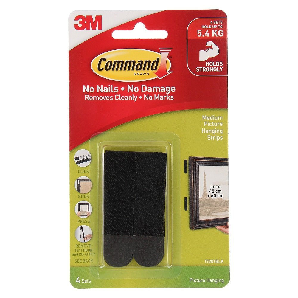 Command™ 17201blk Black Medium Picture Hanging Strips