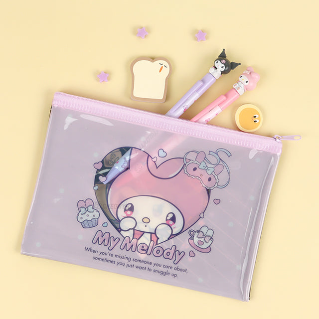 SANRIO NEW RETRO FLAT ZIPPER POUCH - MY MELODY & KUROMI