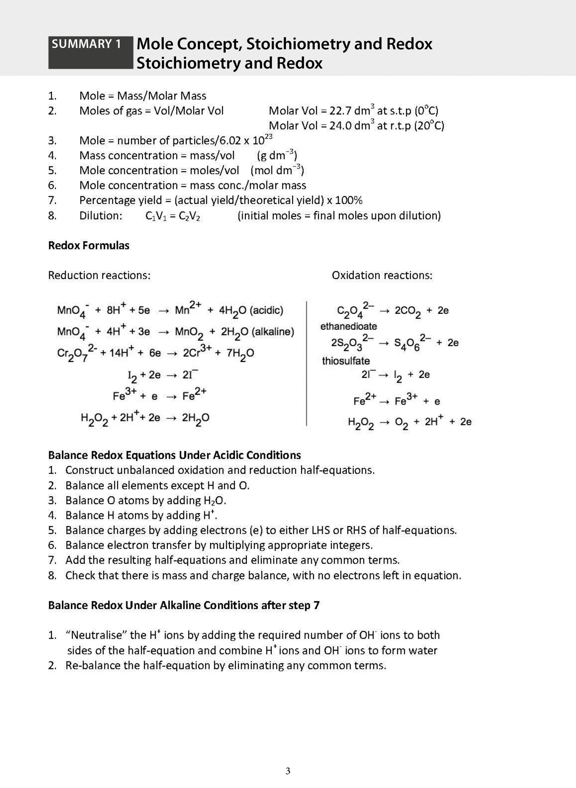 A-Level Chemistry: Key Summaries for Revision