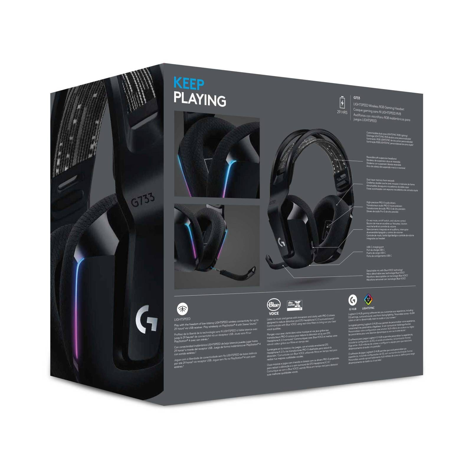 Logitech G733 Ultra-Lightweight, Wireless Gaming Headset - Black