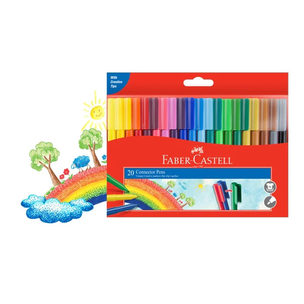 Faber-Castell Connector Pen Colour Marker Pen, Set of 20-11200A