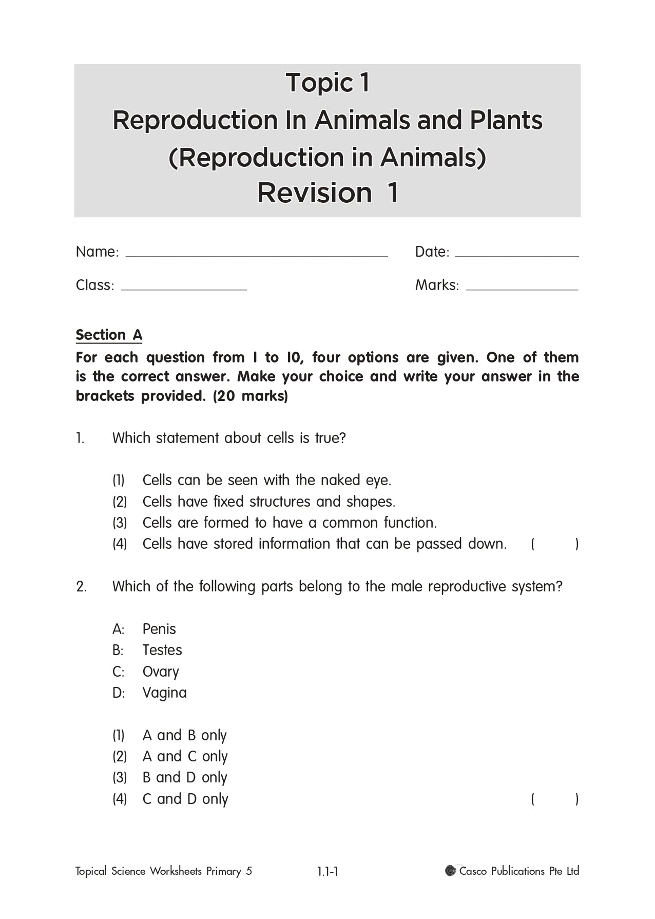 Science Topical Worksheets Primary 5 (Pack)