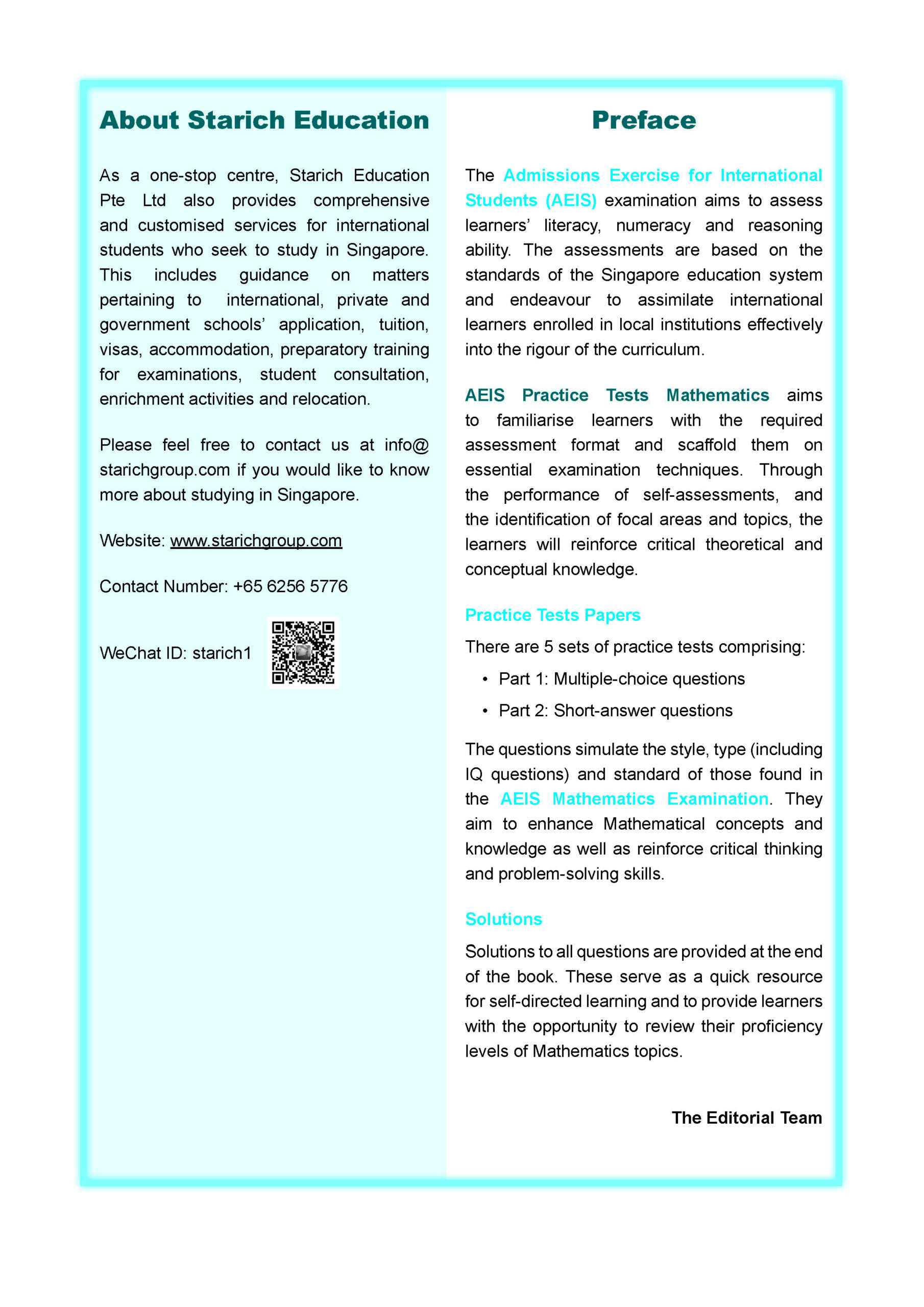 AEIS Practice Tests MATHEMATICS – Primary 3 (8 to 8+ Years)