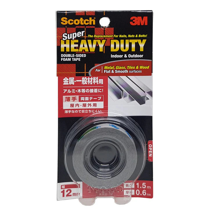 Scotch® KKD12 Super Heavy Duty Multi-Purpose Mounting Tape White 12MMx1.5M