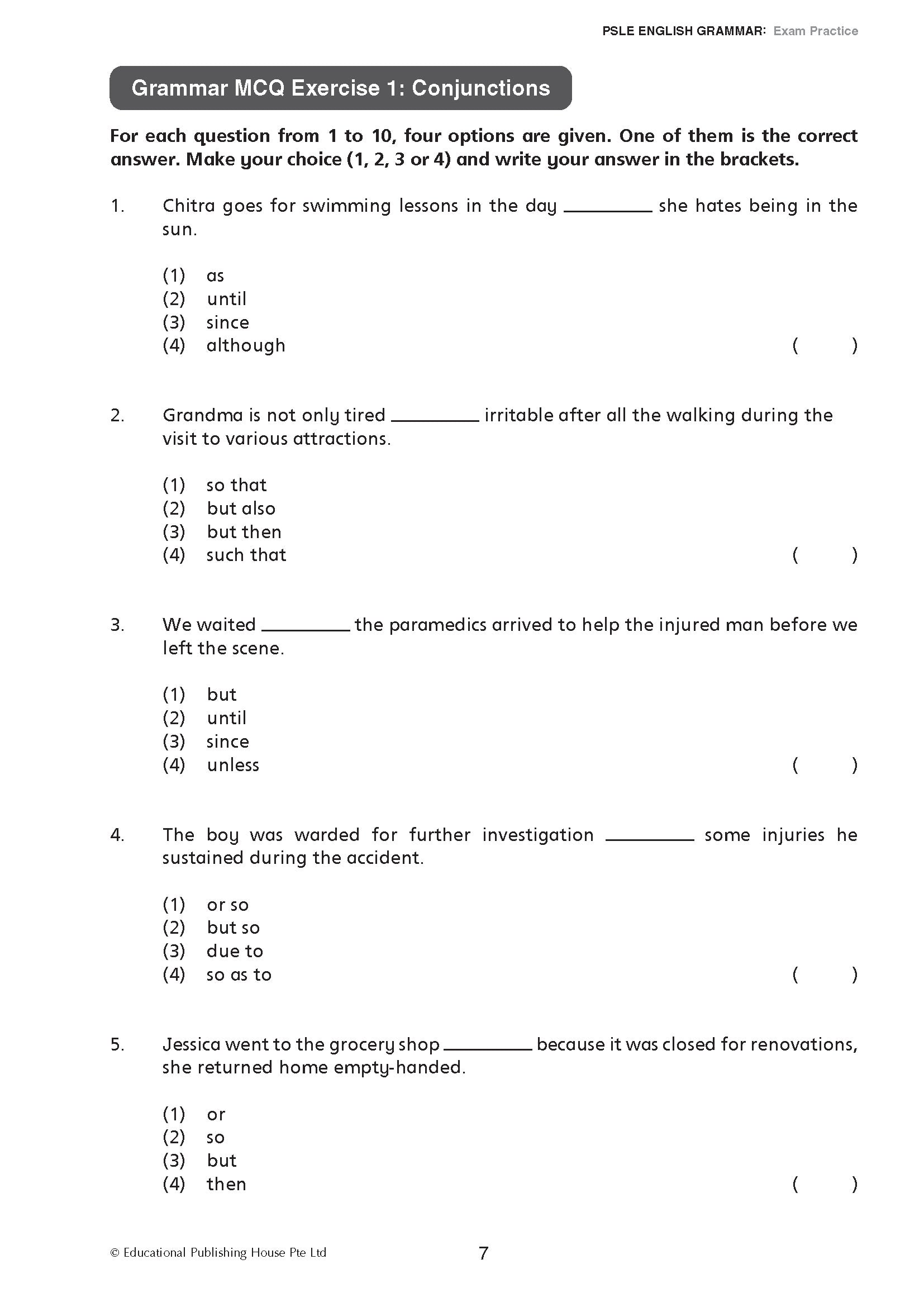 PSLE English Grammar Exam Practice
