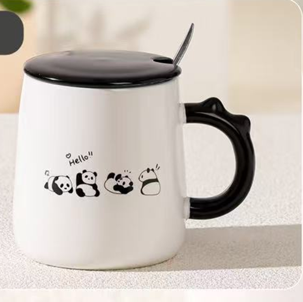  CERAMIC MUG PANDA W LID 6188