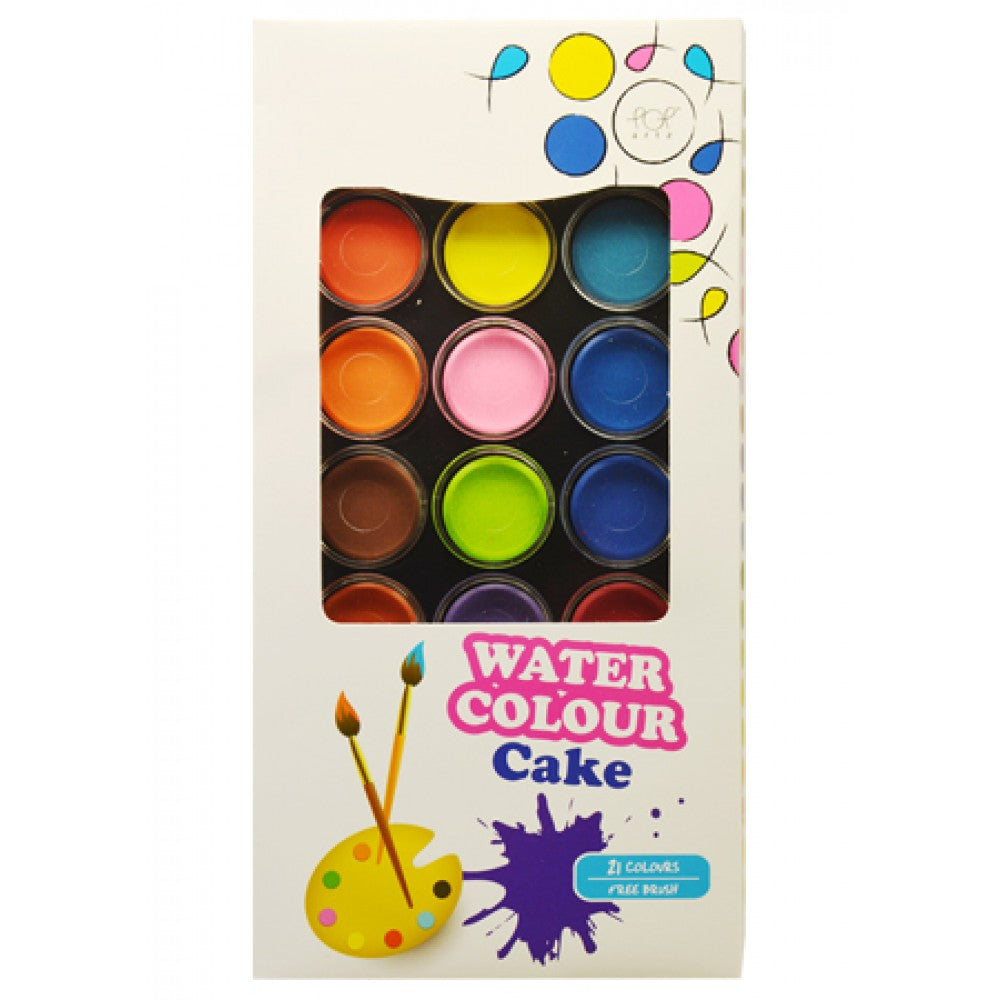 POP Artz Water Colour Cake with Brush - 21 Colours