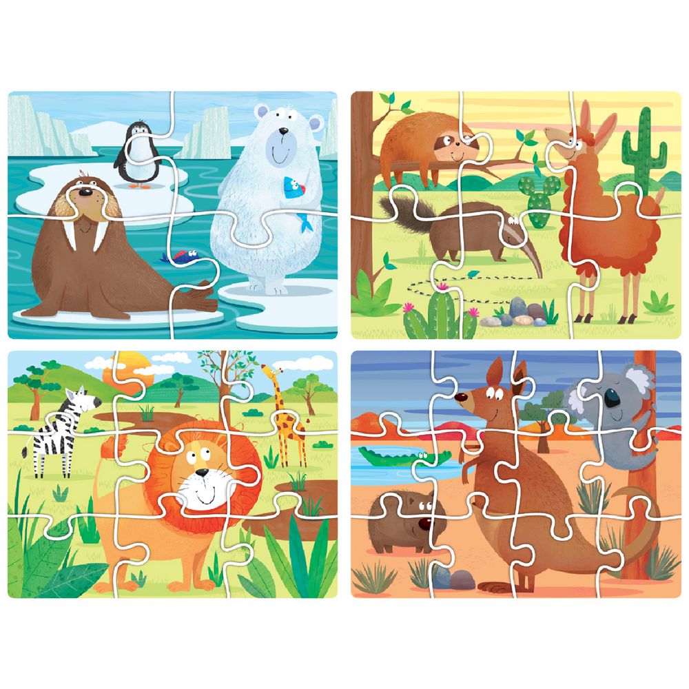 LEARNING CAN BE FUN 4 IN 1 PUZZLE SET ANIMALS OF THE WORLD