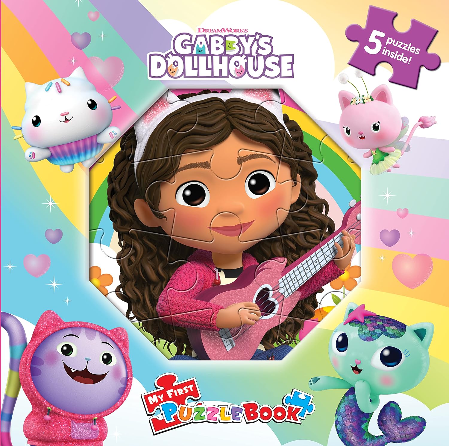 Gabby's Dollhouse My First Puzzle Book - Jigsaw Puzzles for Kids, 10-Page Board Book, 5 Puzzles to Enjoy