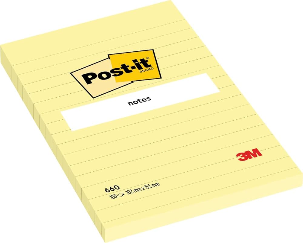 Post-it® Yellow Lined Notes 660, 4x6"