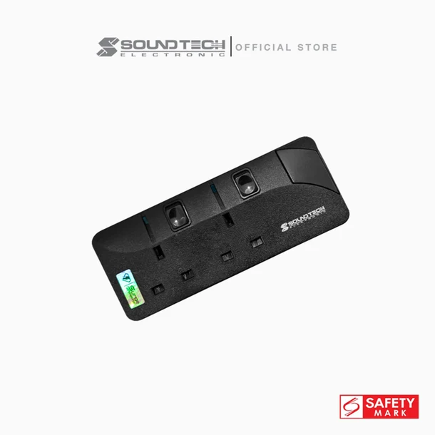 Soundtech 2 Ways Extension Socket 3 Metres PS-002A/3M Black