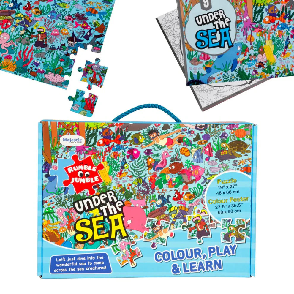 RUMBLE JUMBLE UNDER THE SEA PUZZLE GAME WITH COLORING BOOK