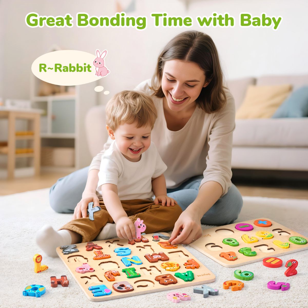 JOYCAT WOODEN BOARD NUMBER AND ALPHABET PUZZLES