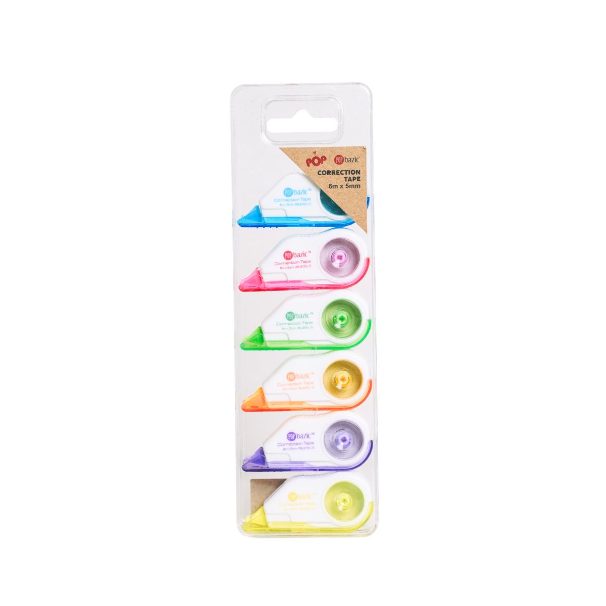 Pop Bazic Correction Tape 5mm x 6m (6-Pack) pb915x/6