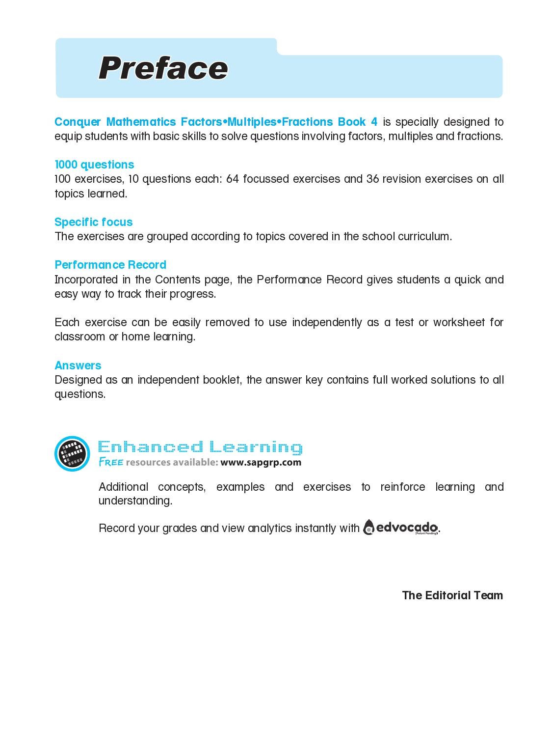  Conquer Mathematics Factors . Multiples . Fractions Workbook 4