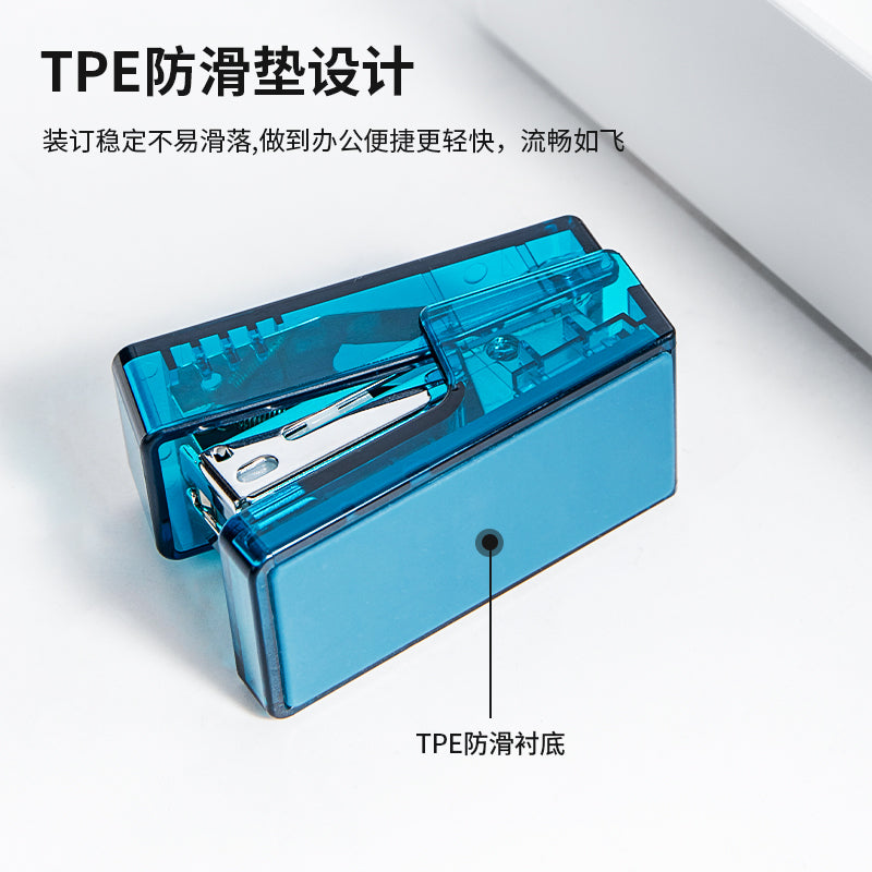 DELI NUSIGN MINI STAPLER TRANSPARENT BLUE NS083F