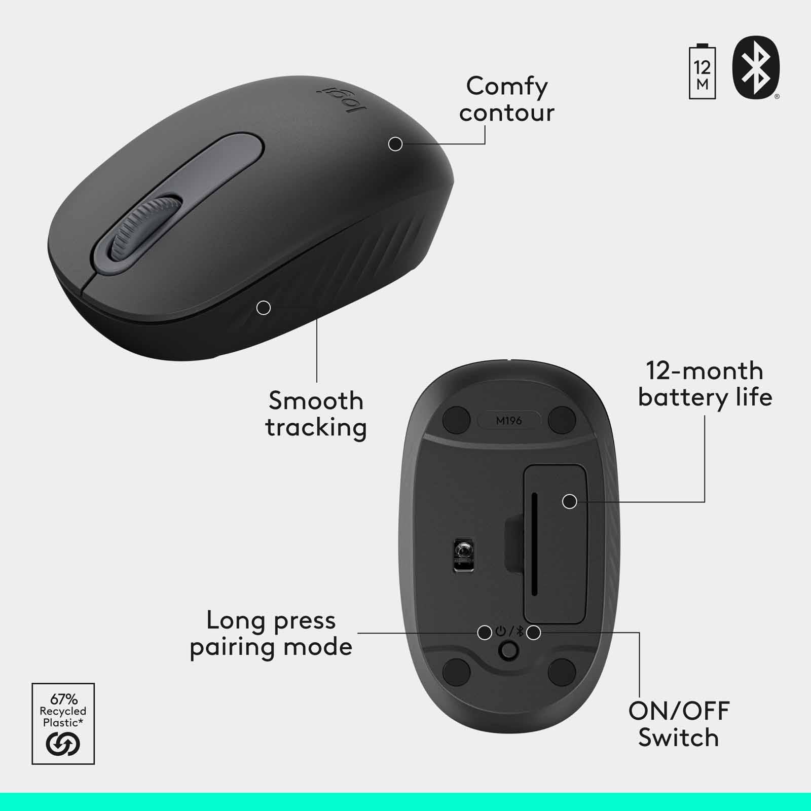Logitech MK250 Bluetooth® Compact Keyboard Mouse - Graphite